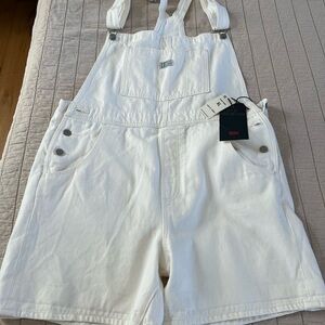 Levi's Classic White Denim Overalls